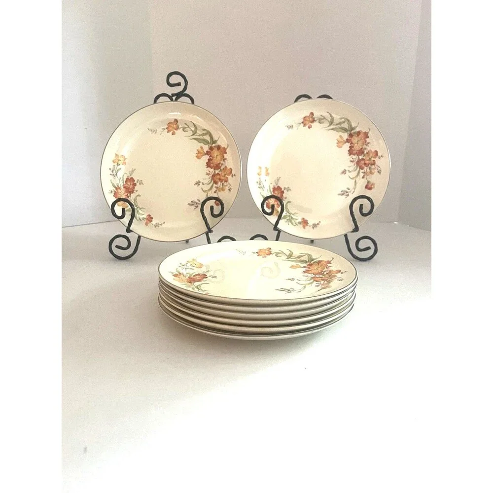Set Of 4 Hall Luncheon plates in the 1940 Serenade pattern 9 Inch Gold Trim